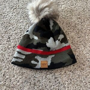 Panache Camo Beanie with Red Stripe